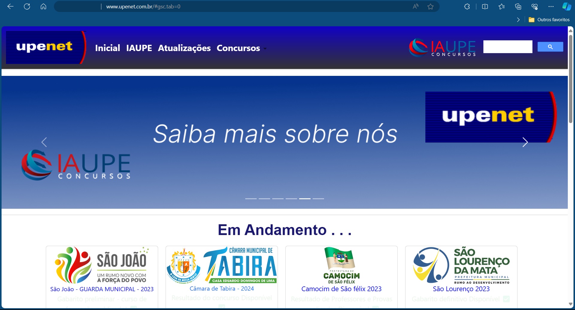 Portal Upenet para inscrições no IFPE 