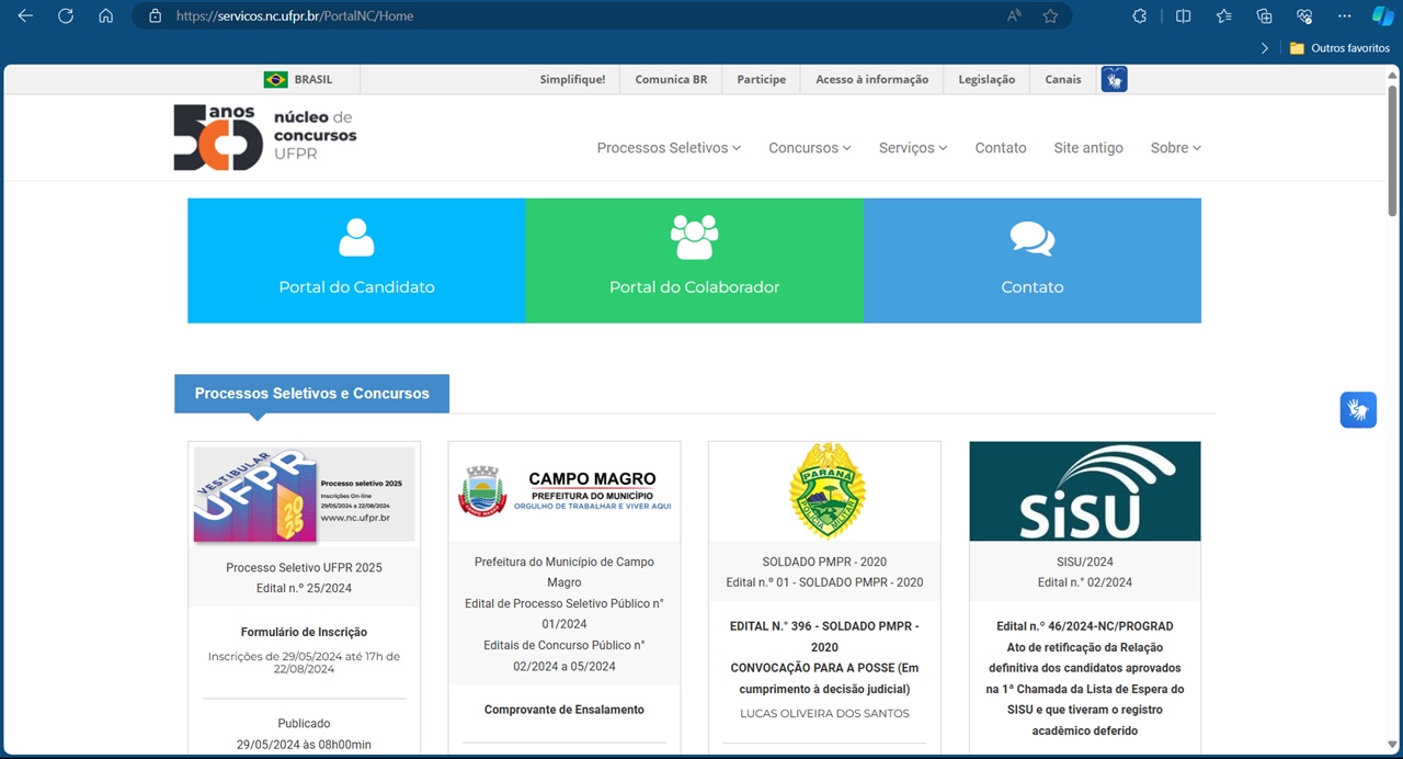 Portal do Núcleo de Concursos da UFPR 